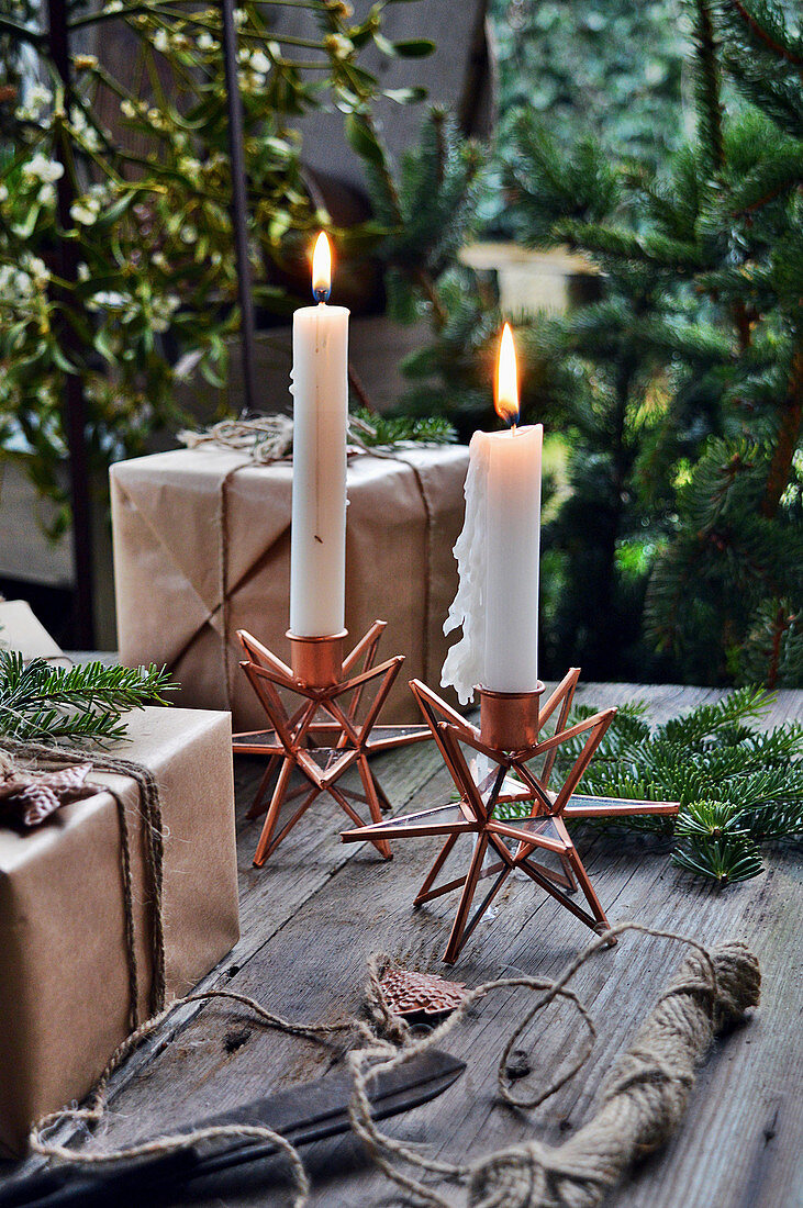 Candles In Star Candleholders