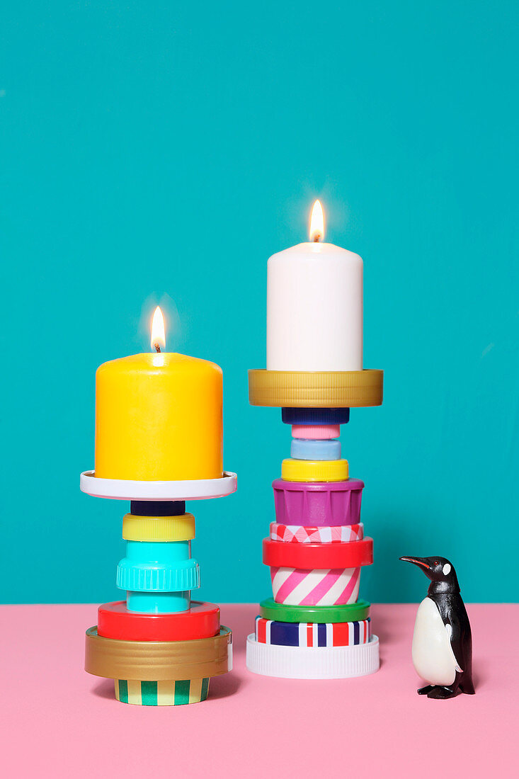 Candlesticks made from recycled materials