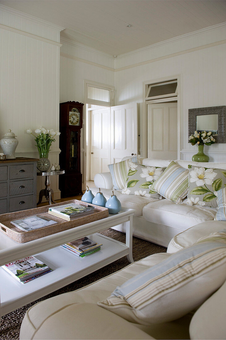 Elegant living room in cream