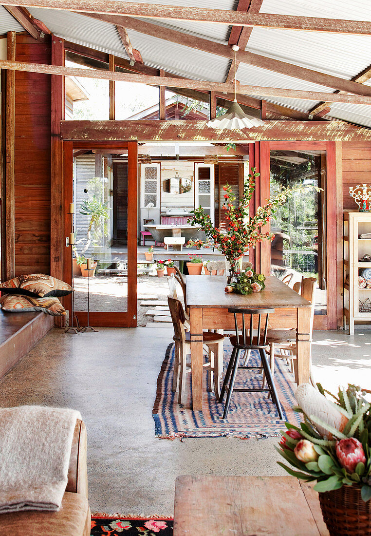 Dining room in a barn converted into a residential building