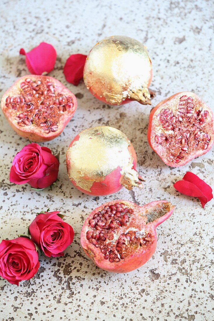 Roses and gilded pomegranates