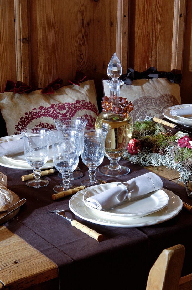 Table festively set in elegant Alpine style