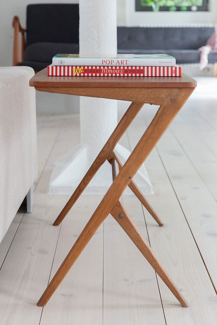 Wooden side table in Scandinavian 50s style