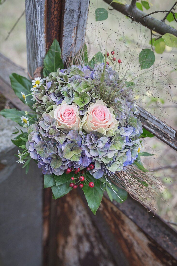 Bridal bouquet in old greenhouse