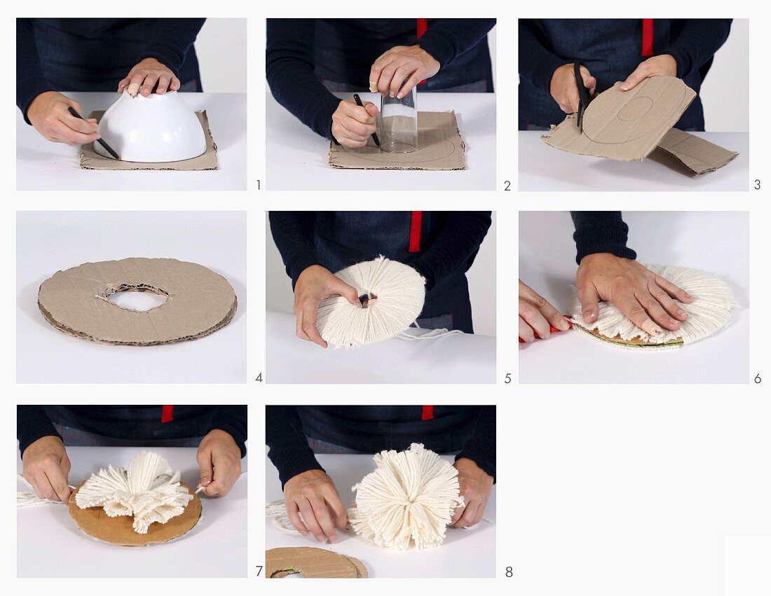Anleitung wie man einen Pompon aus Wolle selber macht