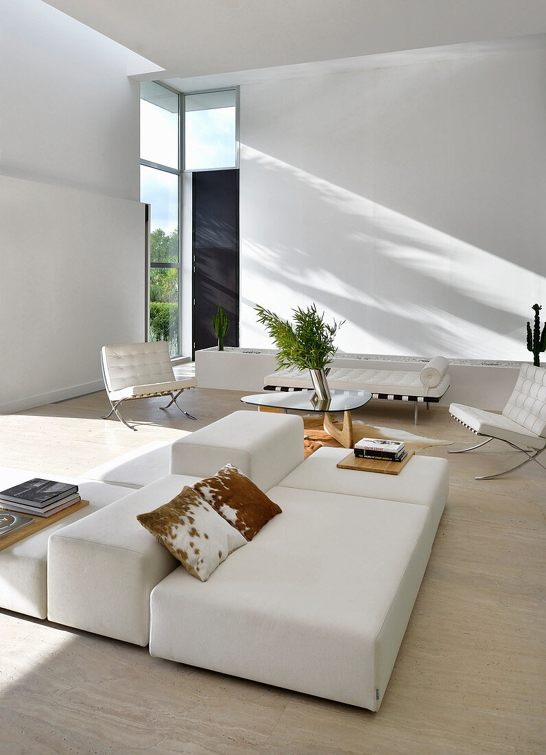 Designer furniture in white modern living room