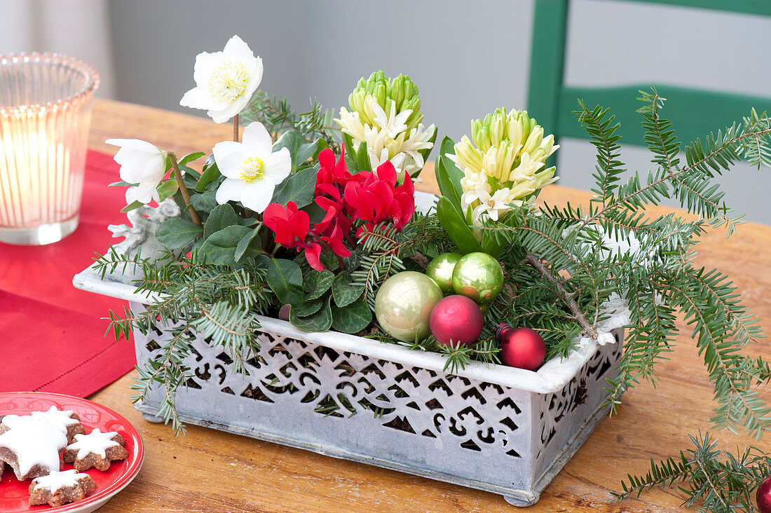 Small decorative box with pattern as a Christmas table decoration