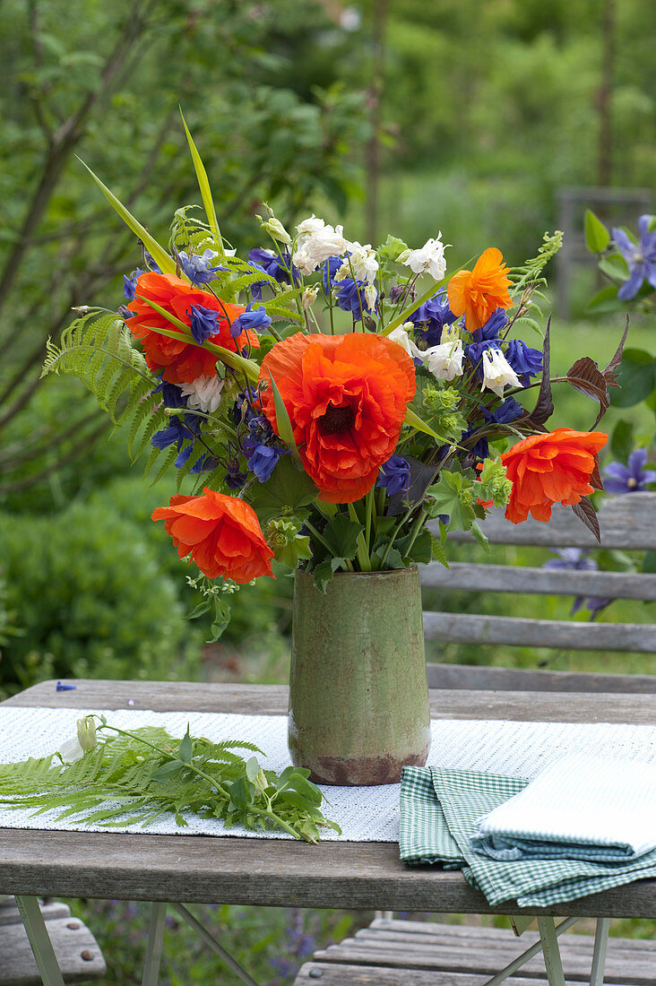 Early summer bouquet with Papaver orientale 'Brilliant' (Turkish Poppy)