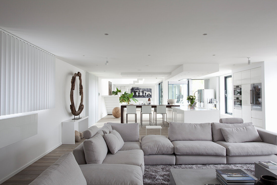 Large open-plan living room in modern architect-designed house