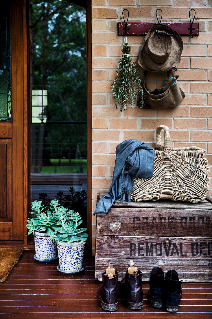 Rustic decorations on the doorstep