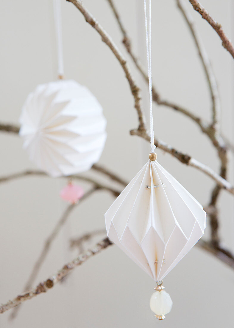 White DIY origami charms