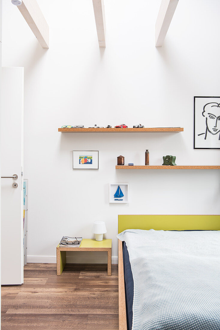 Open ceiling in minimalist bedroom
