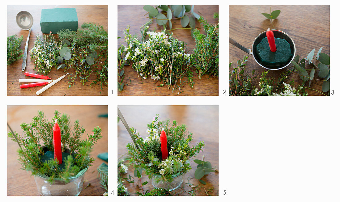 Instructions for making festive arrangement in ladle