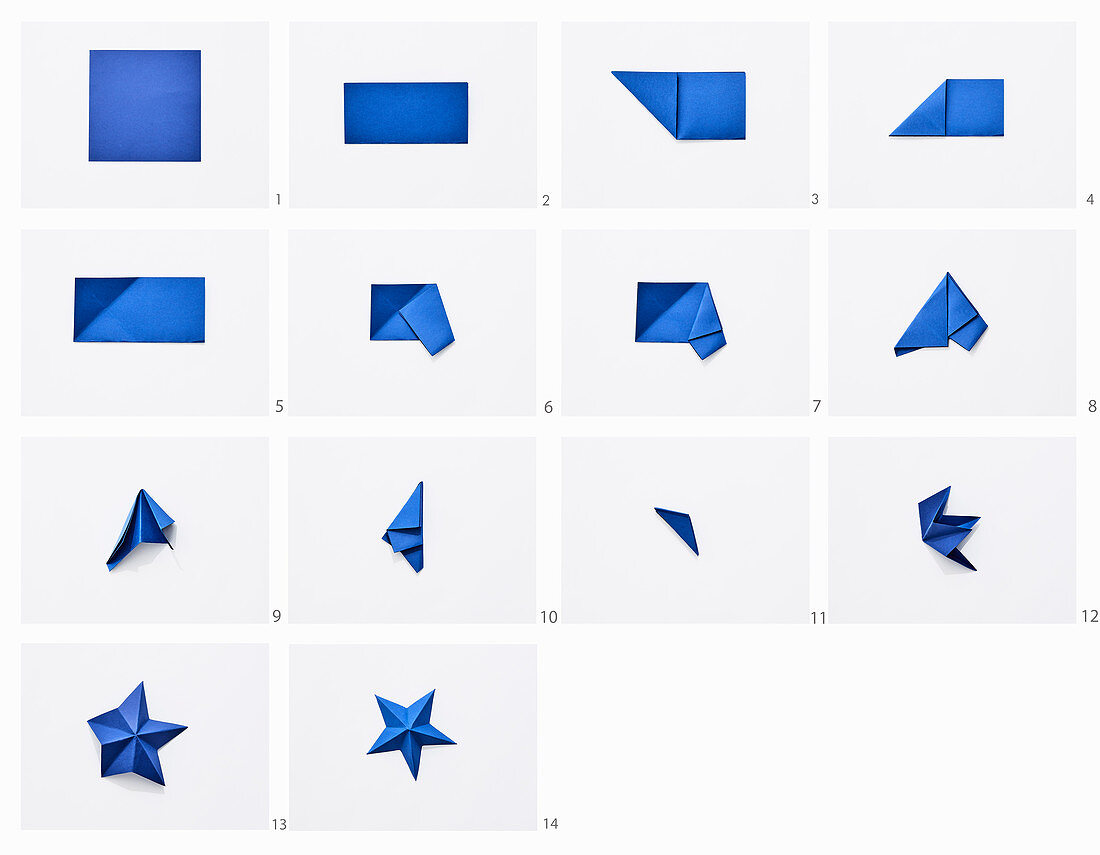 Fold blue paper stars