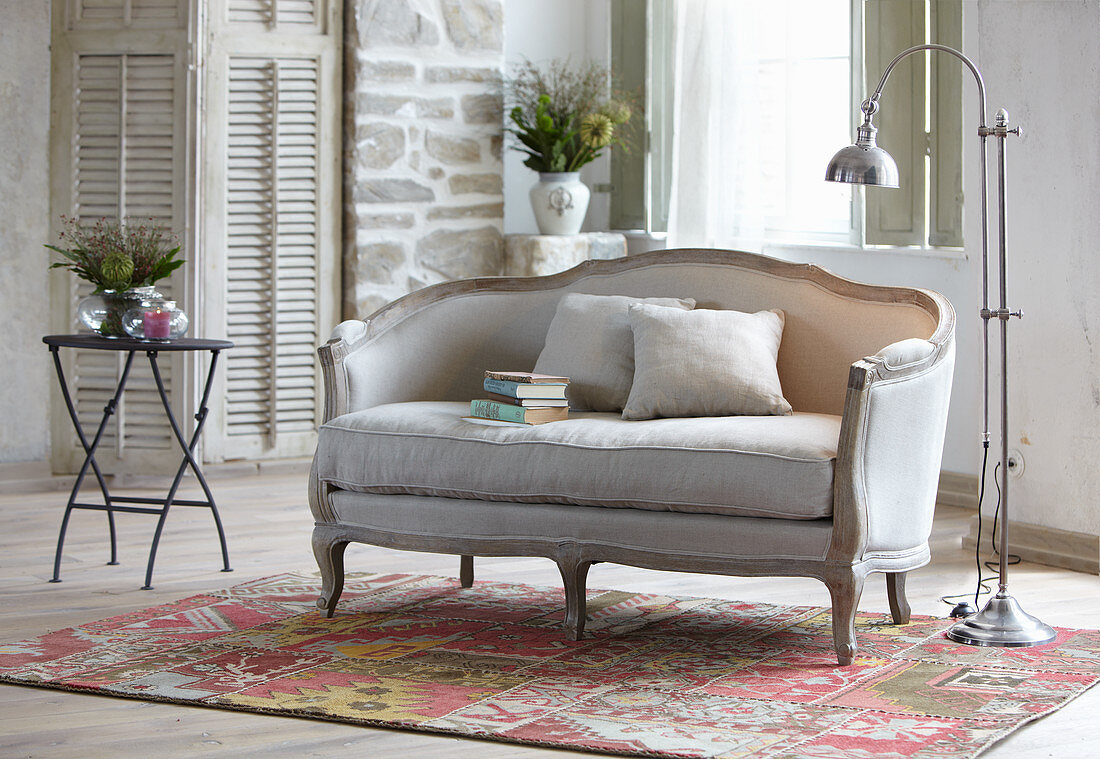 Vintage-style sofa in Mediterranean living room