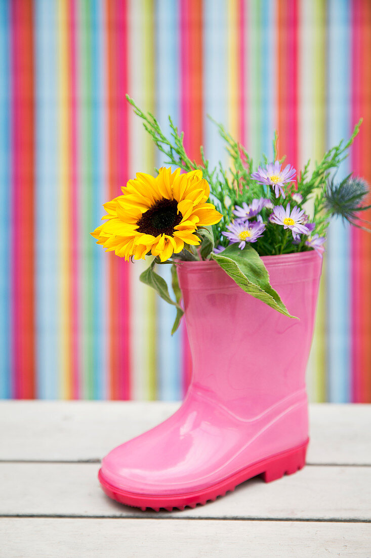 Flowers in gum boot