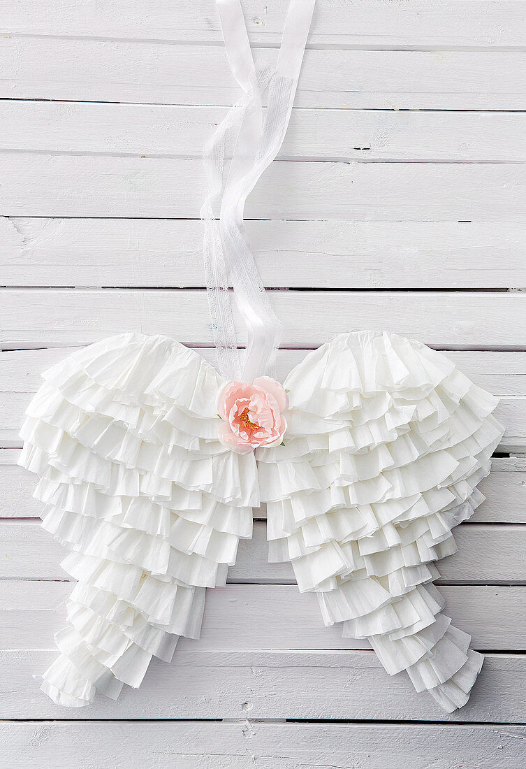 Angel wings made from white coffee filters
