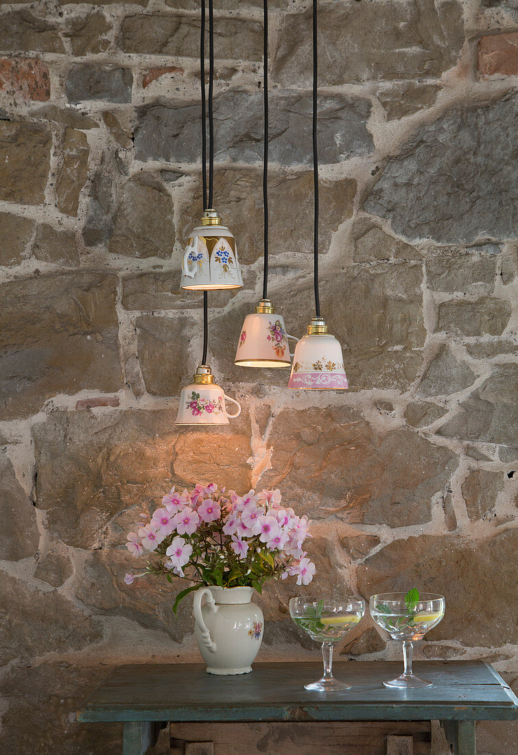 DIY lampshades made from vintage-style teacups