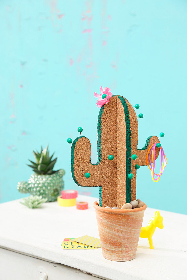 DIY cactus-shaped pin board