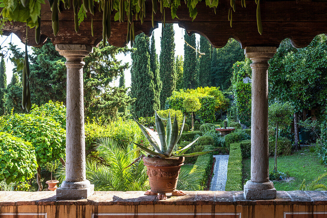 View of Renaissance garden from the veranda