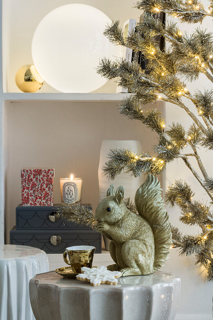 Christmas decoration with squirrel figurine