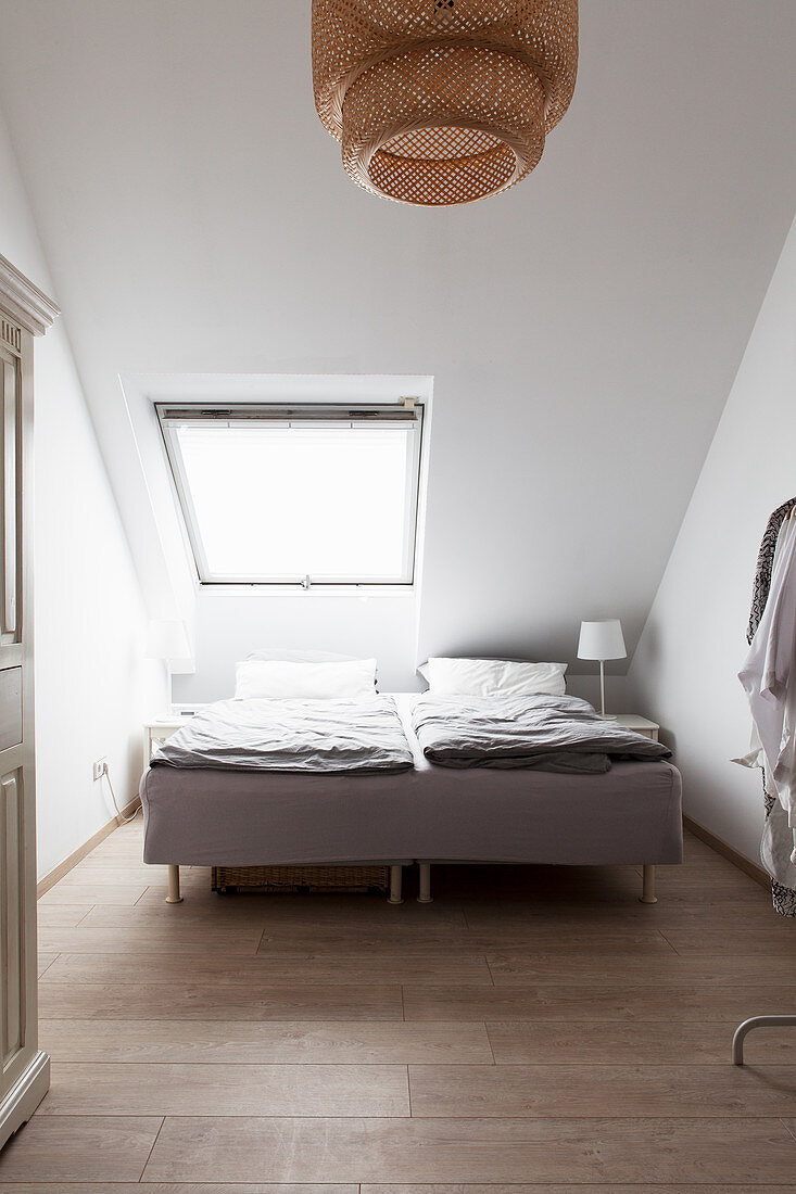 Double bed in attic room