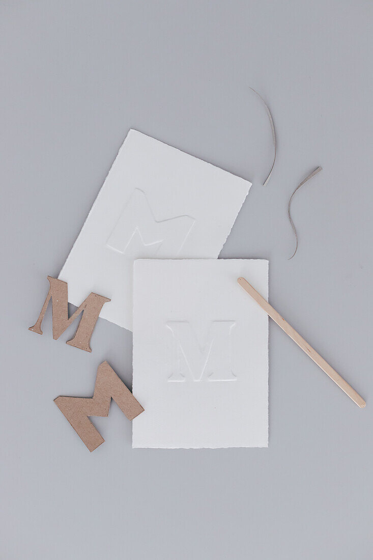 DIY embossing of the letter M