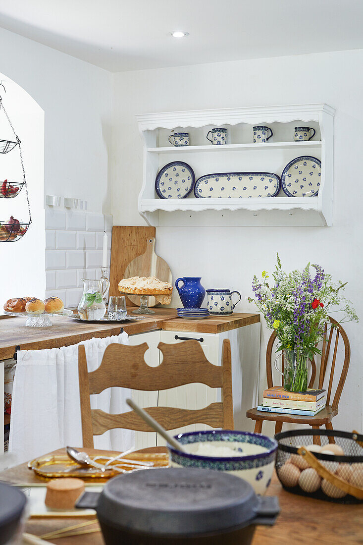 Country kitchen with plate display