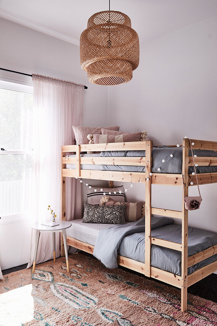 Light wood bunk bed in the children's room