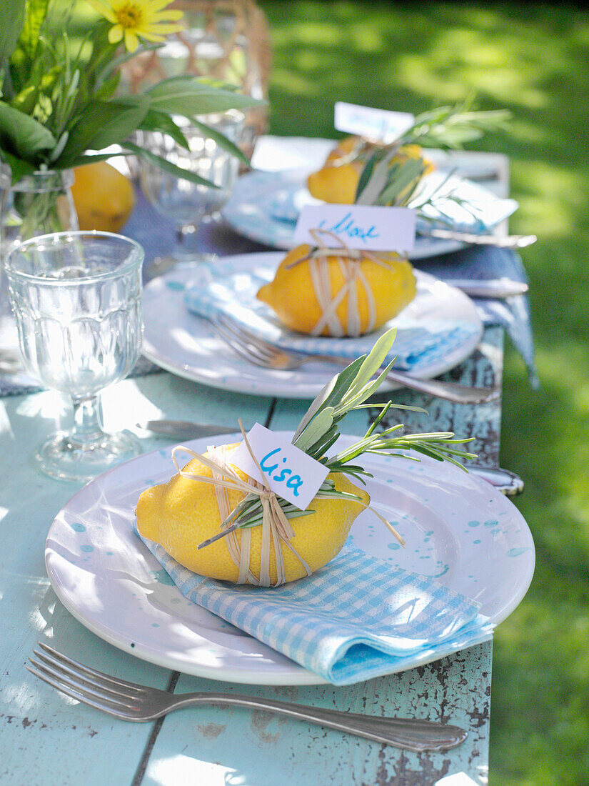 Lemon and herb place cards