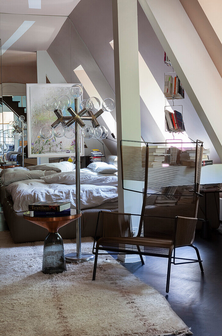 Attic bedroom with modern design