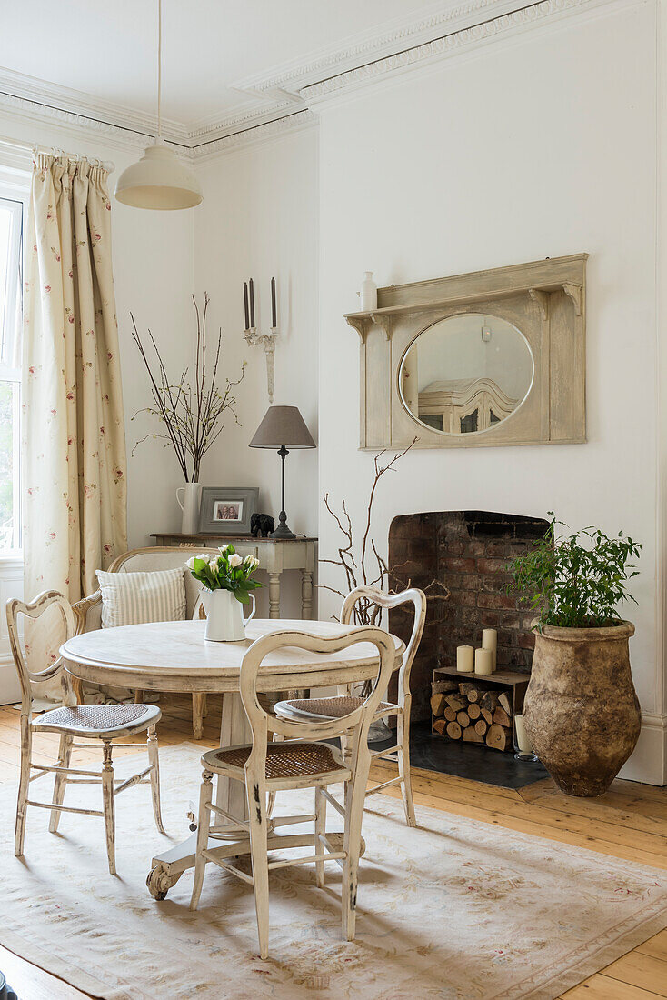 Country-style dining room with rustic wooden furniture