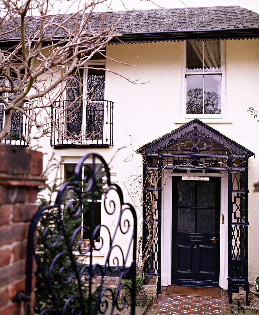 Exterior of Victorian terrace house with porch
