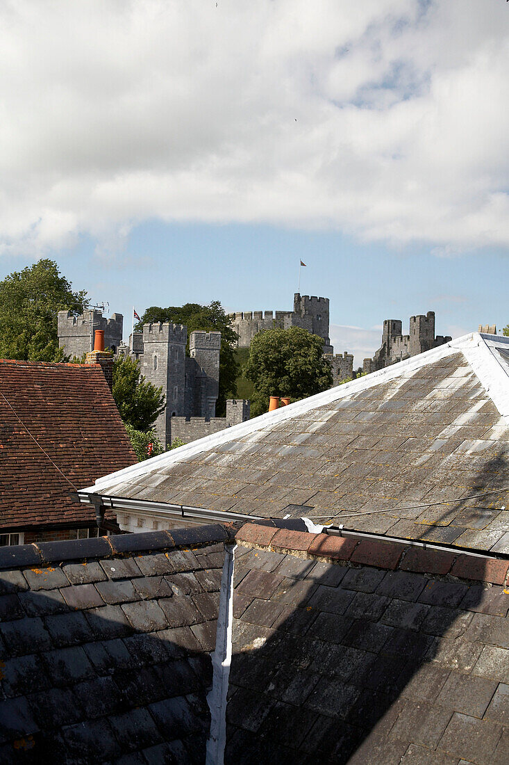 Rooftops and castle view, Arundel, West Sussex