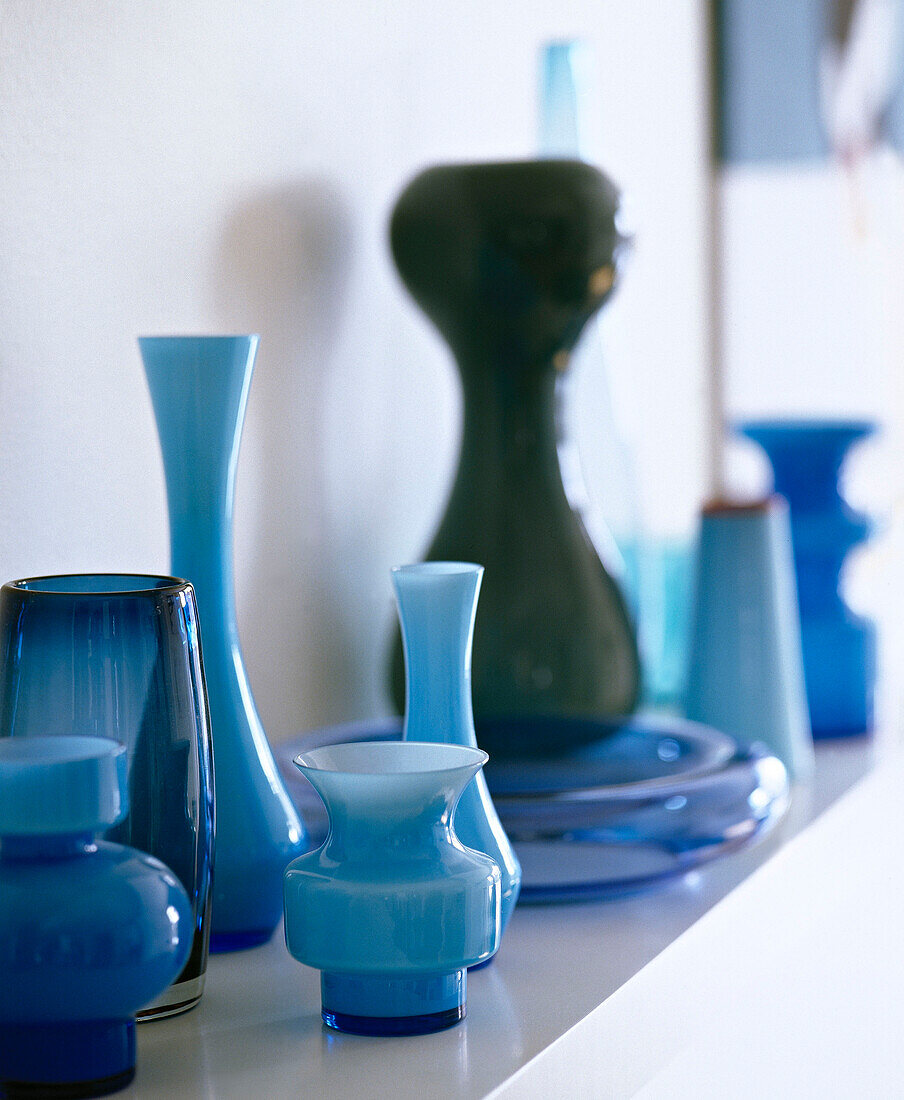 Collection of blue glassware