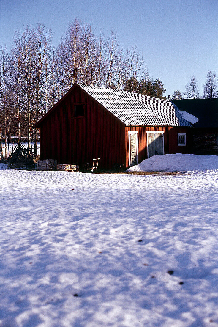 Exterior of timber barn