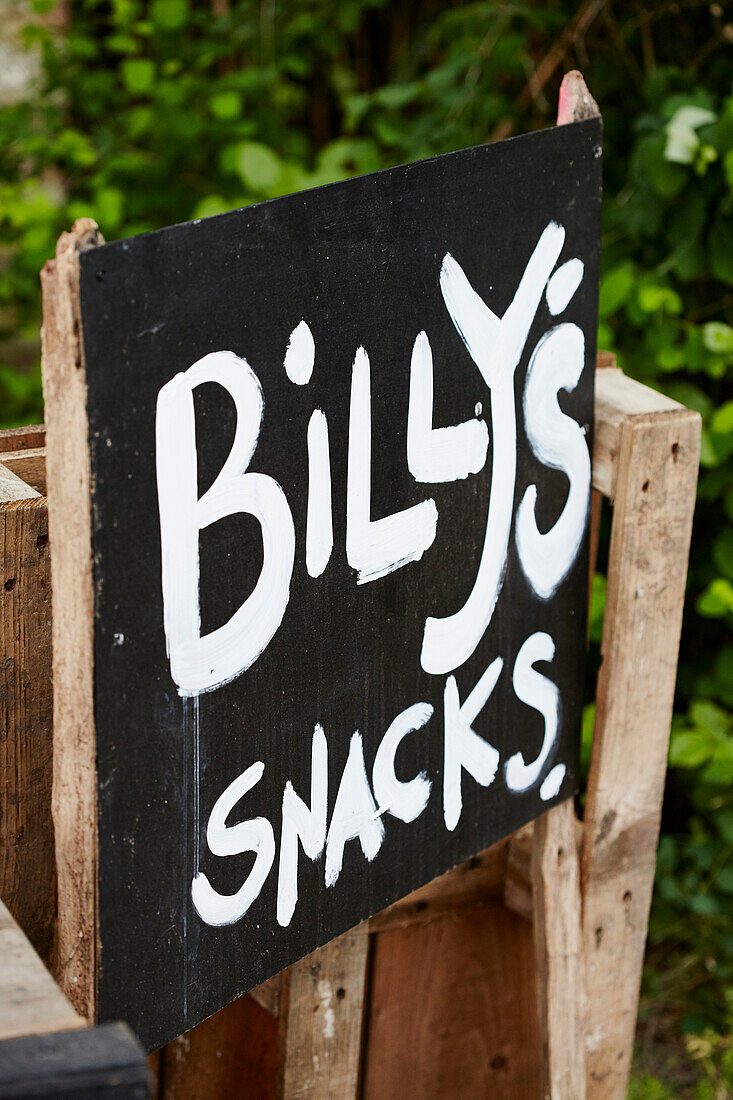 Schild für Billy's Imbissstand, East Sussex, UK