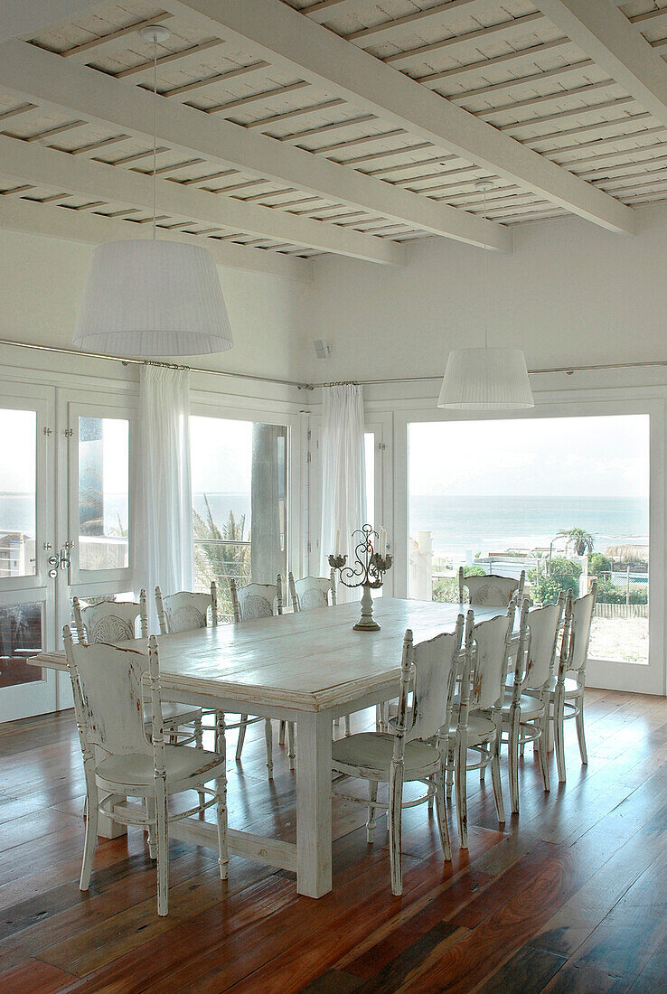 White painted dining room
