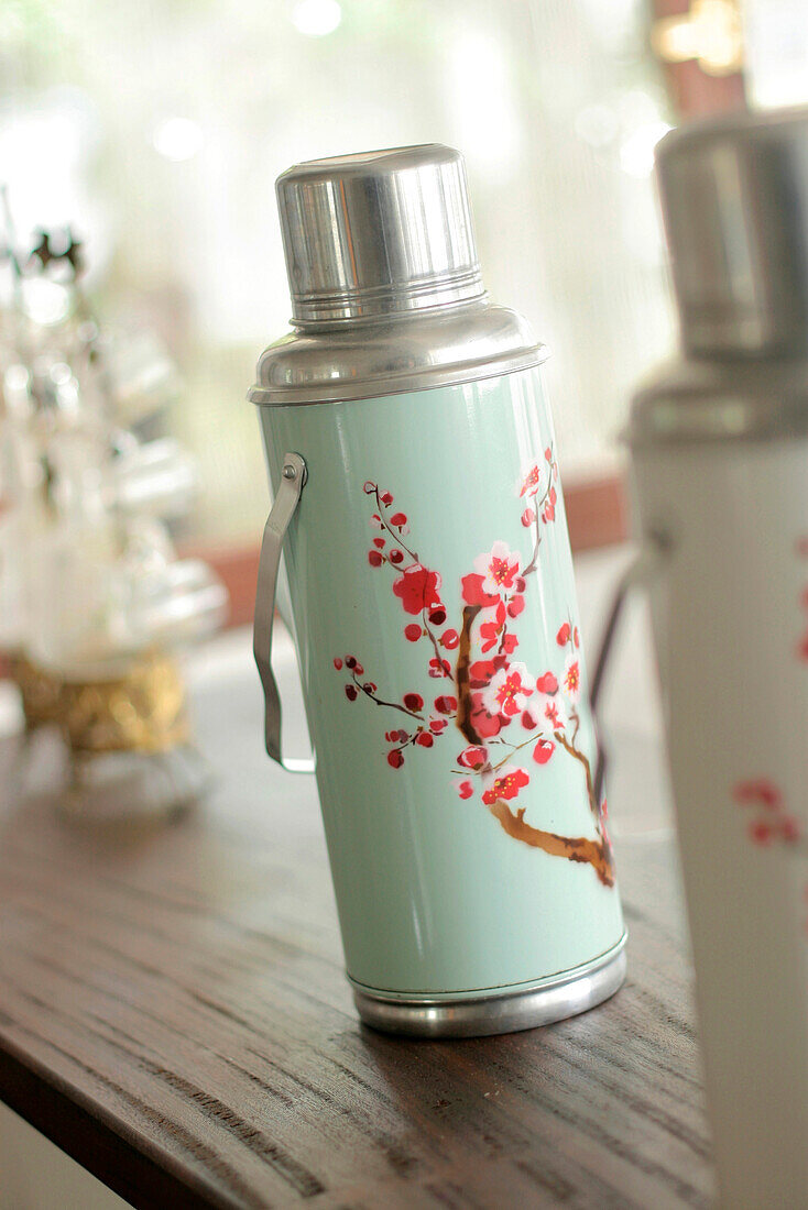 Oriental floral patterned flask