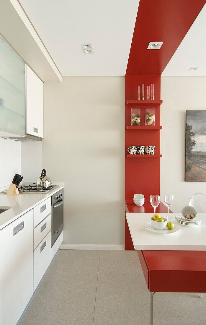 Kitchen in modern residential apartment, Palermo, Buenos Aires, Argentina
