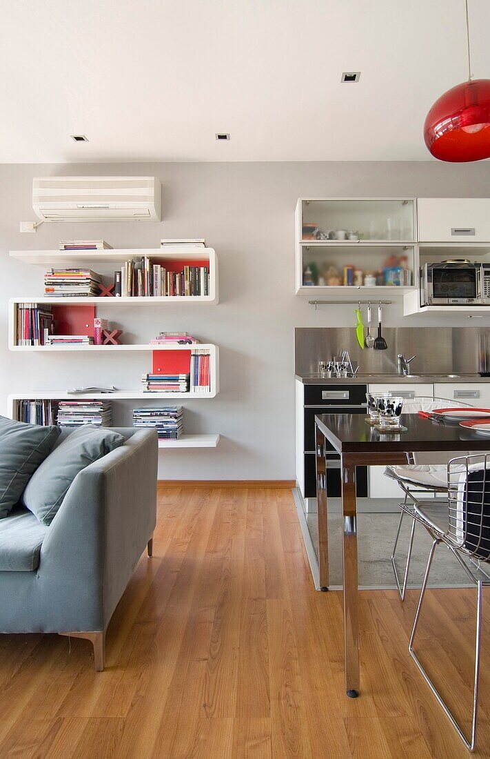 Modern living room with kitchen combined, Palermo, Buenos Aires, Argentina