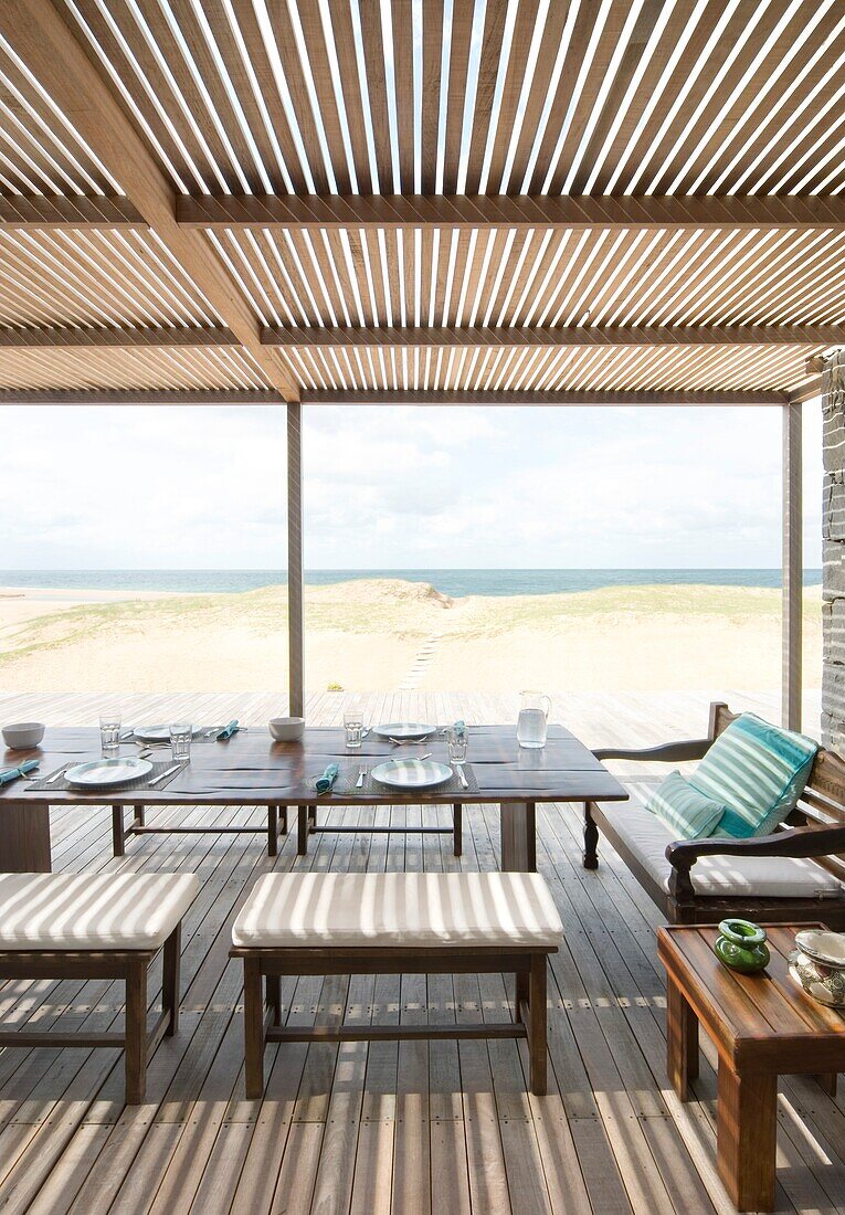 Uruguay, porch overlooking sea
