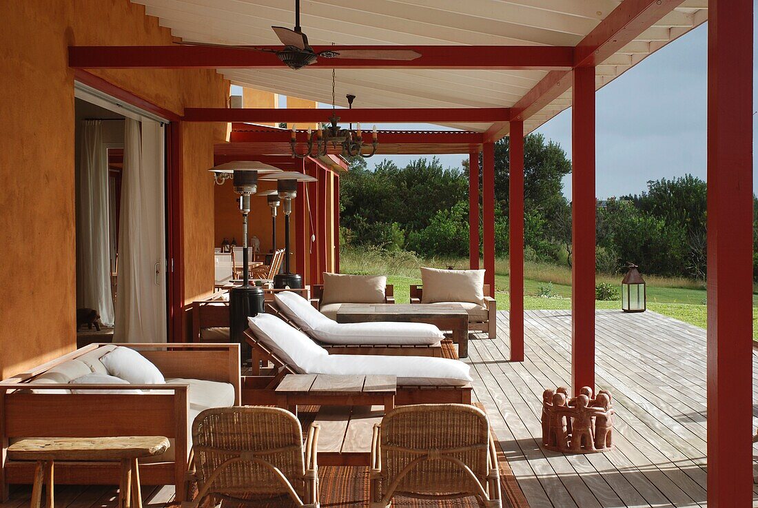 Uruguay, porch with lounge chairs