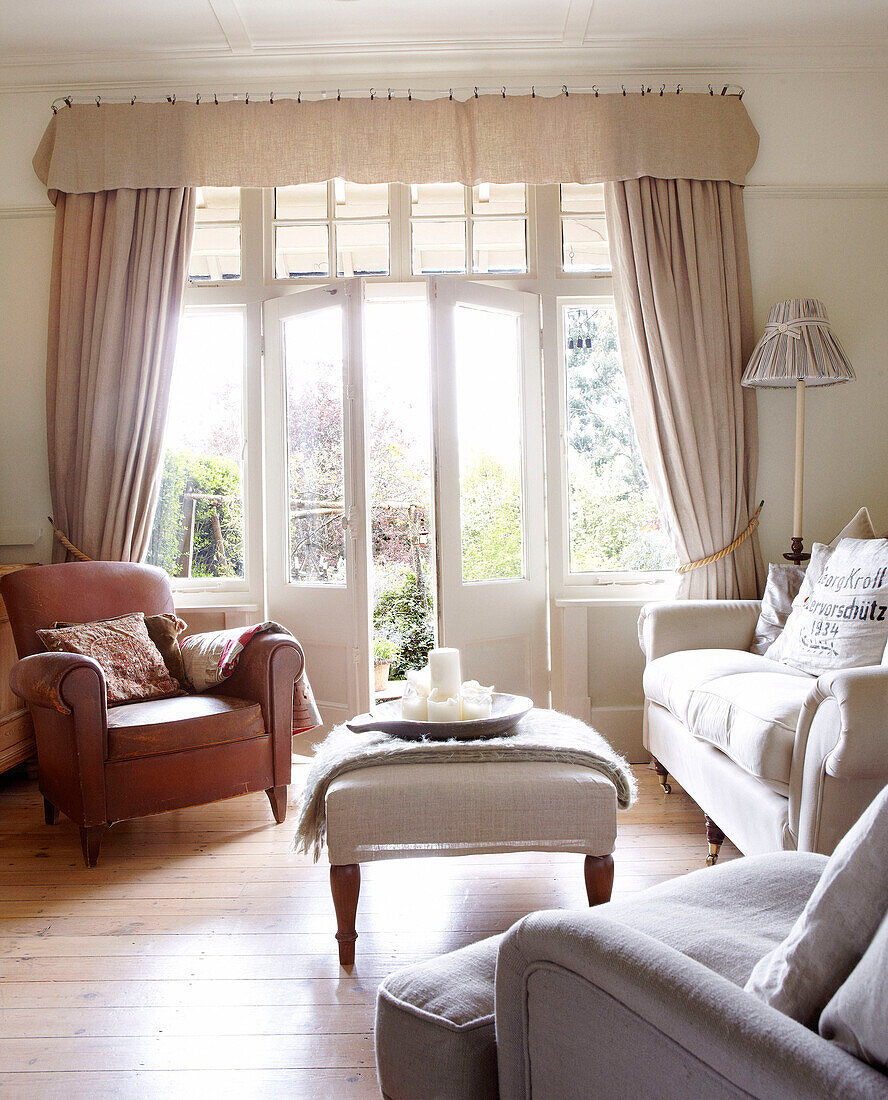 Double doors to garden of country house interior