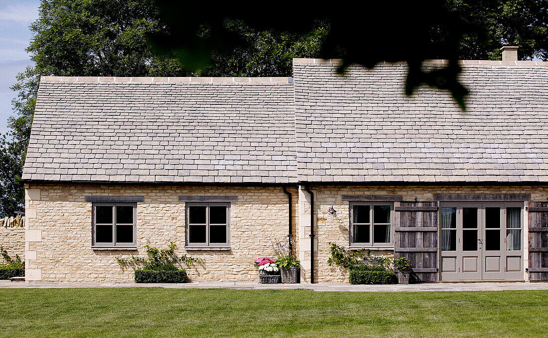 Stone exterior of country farm house