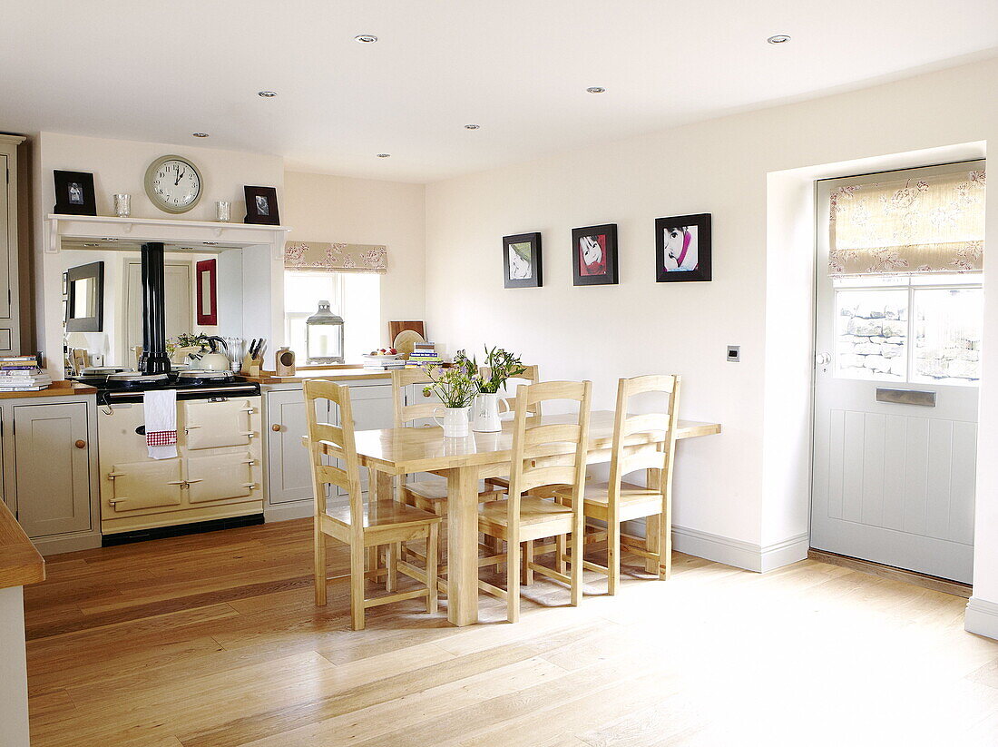 Open plan kitchen in contemporary family home Durham England UK