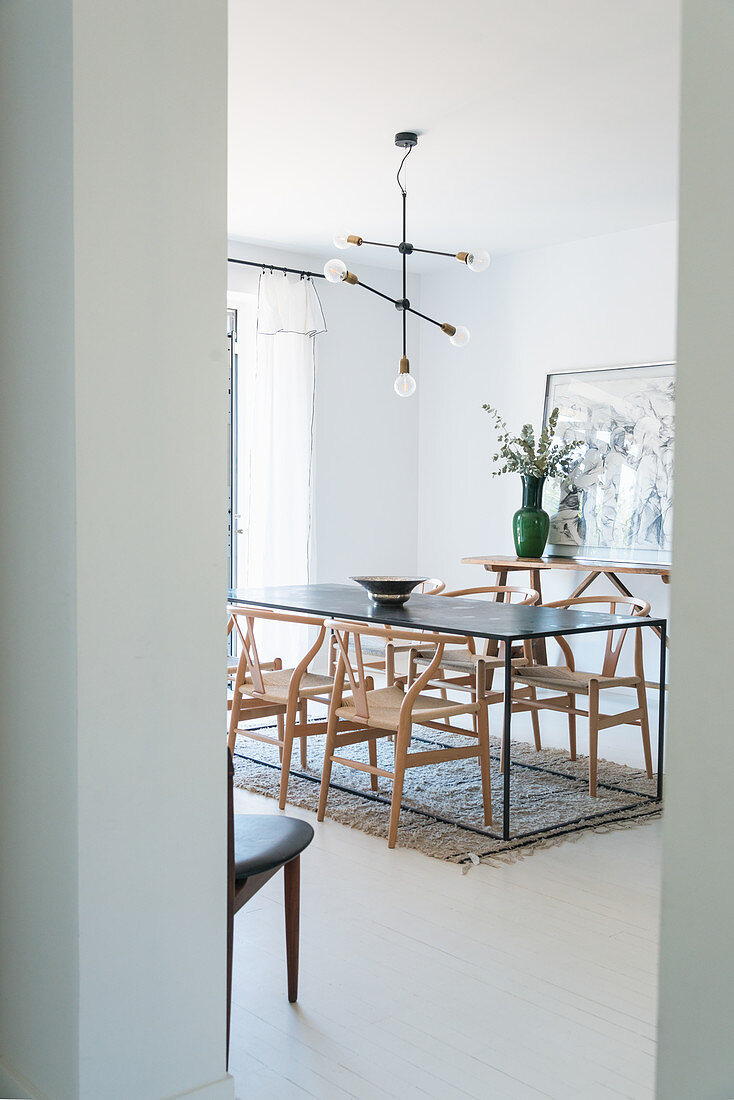 Dining table with classic chairs