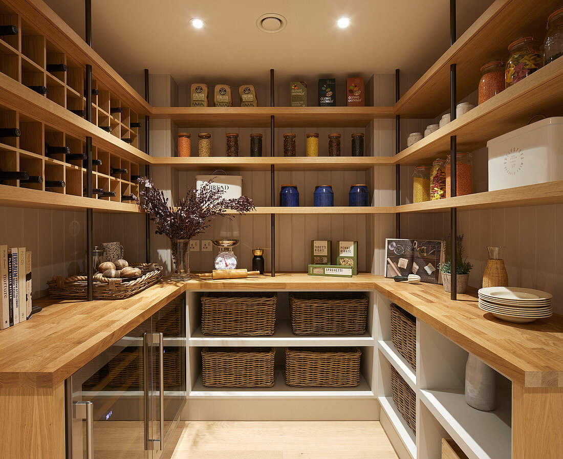 Well-organised pantry in modern country-house style
