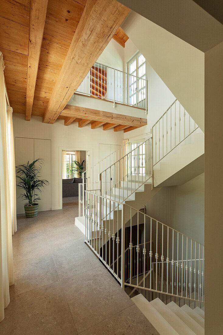 A bright staircase in a villa