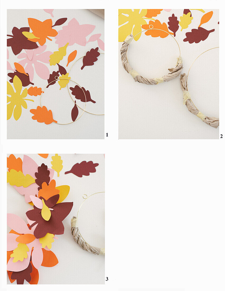 Making decorations with paper leaves